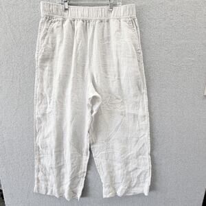 Tahari High Rise Wide Leg Linen Pants Size Large Coastal Lagenlook Resort Flax